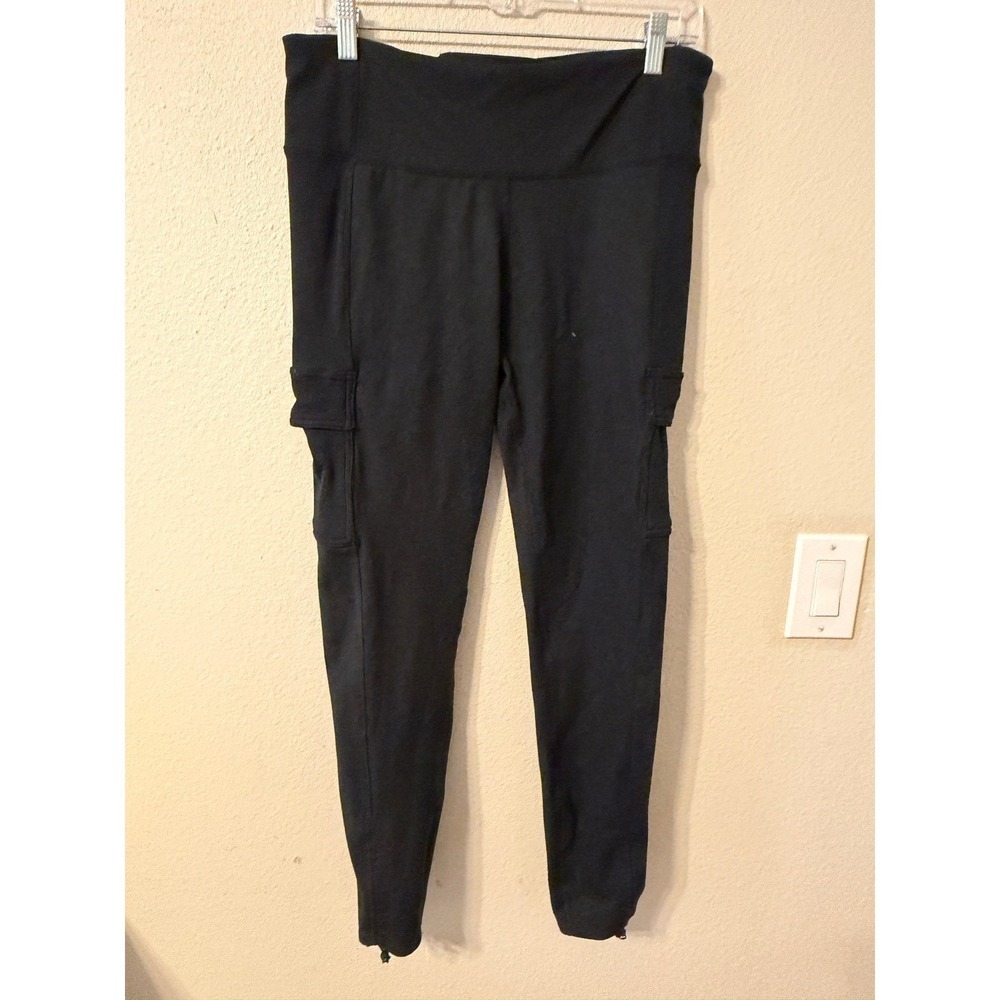 Eddie Bauer Black Cargo Leggings Womens XL Elastic Waist‎ Pockets Athleisure